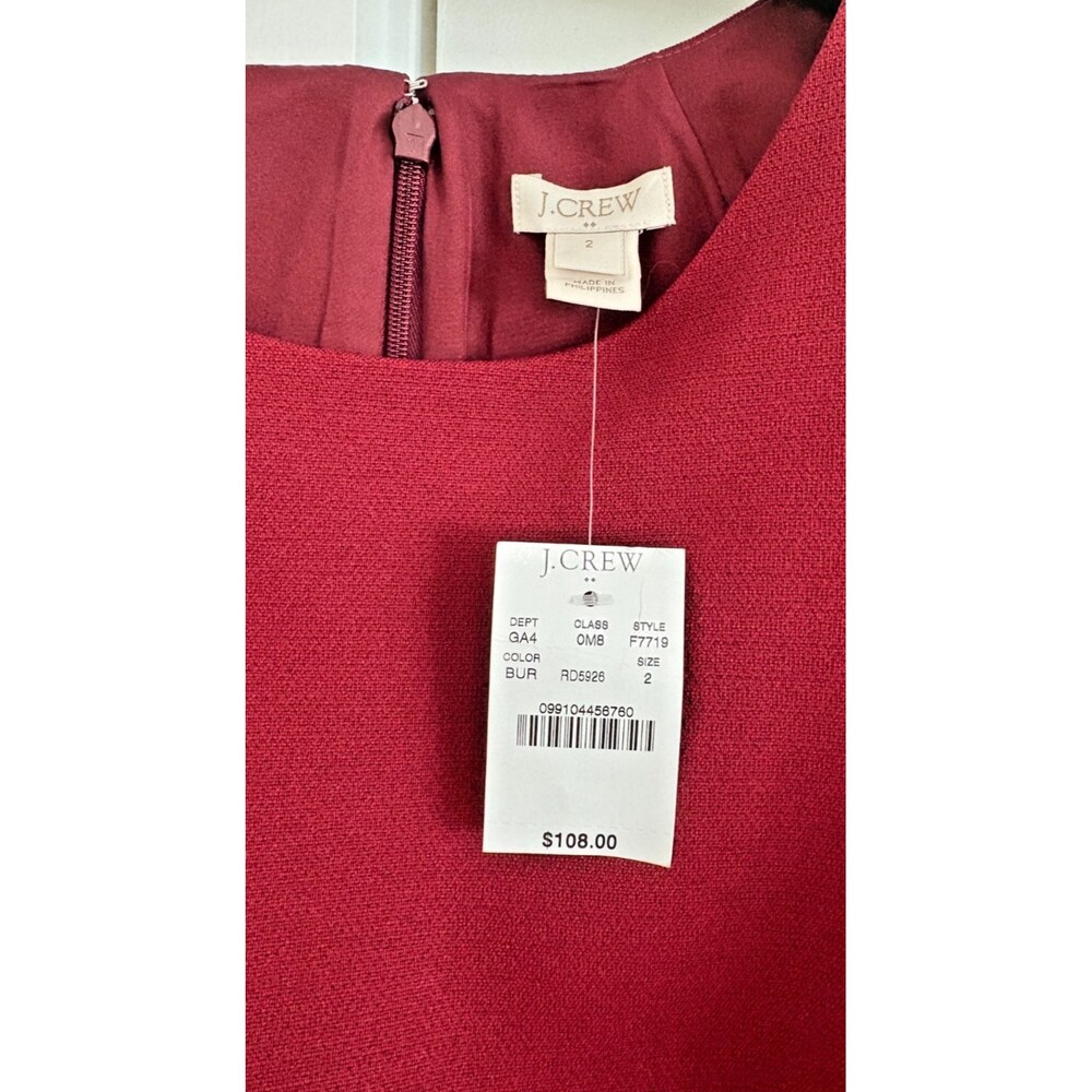 J Crew Dress Womens Size 2 Sheath Burgundy Fully Lined Short Sleeve Career NWT - Picture 4 of 8